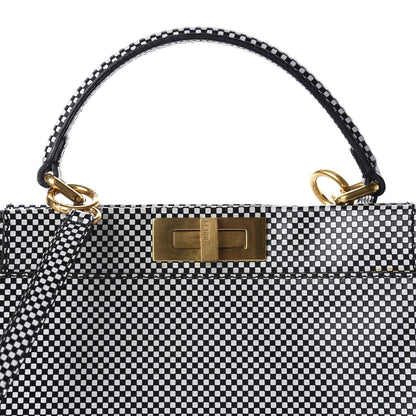 Fendi Pequin Checkered Medium Peekaboo Iconic Satchel Black White 12 of 12
