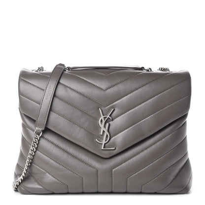 Saint Laurent Calfskin Y Quilted Monogram Medium Loulou Chain Satchel Earth 1 of 14
