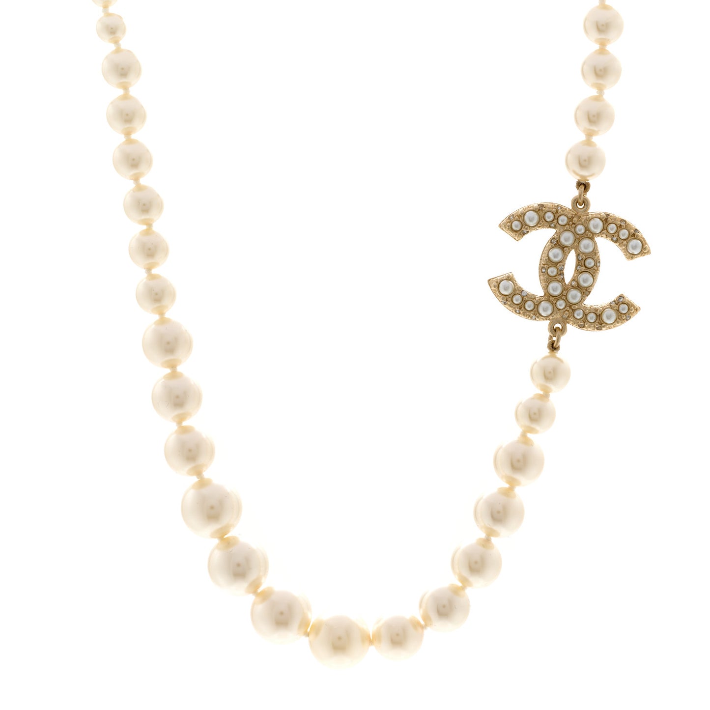 Pearl CC 100th Anniversary Necklace Light Gold