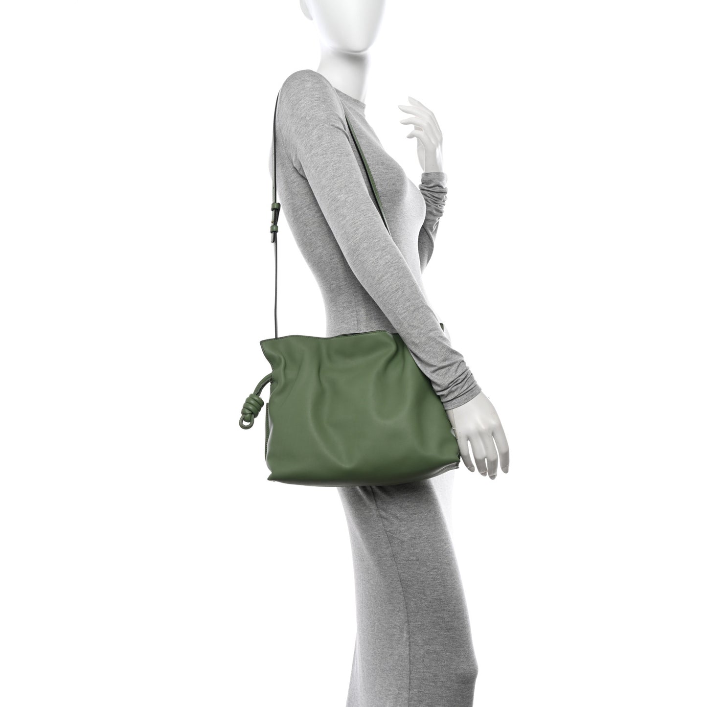 Calfskin Small Flamenco Knot Bag Avocado Green
