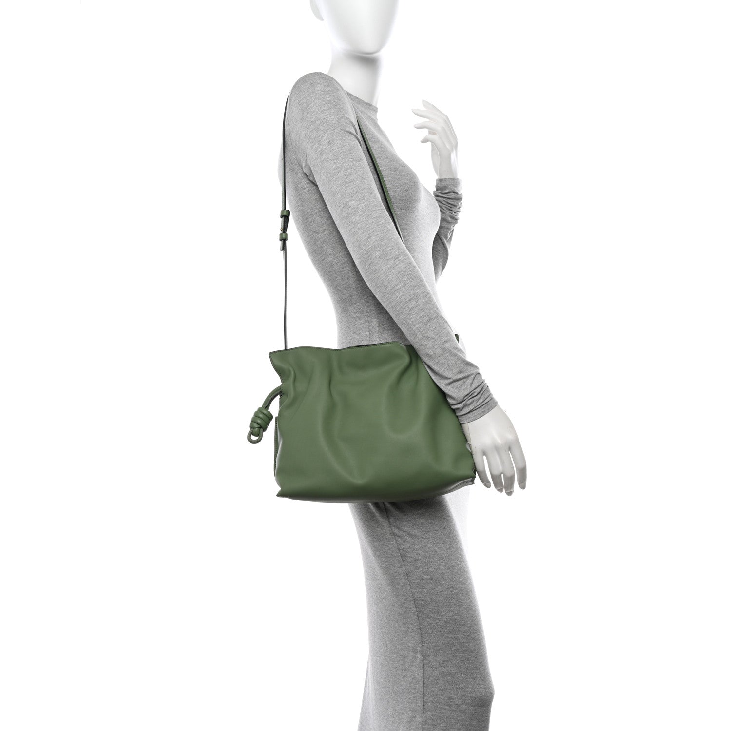 Loewe Calfskin Small Flamenco Knot Bag Avocado Green 3 of 11