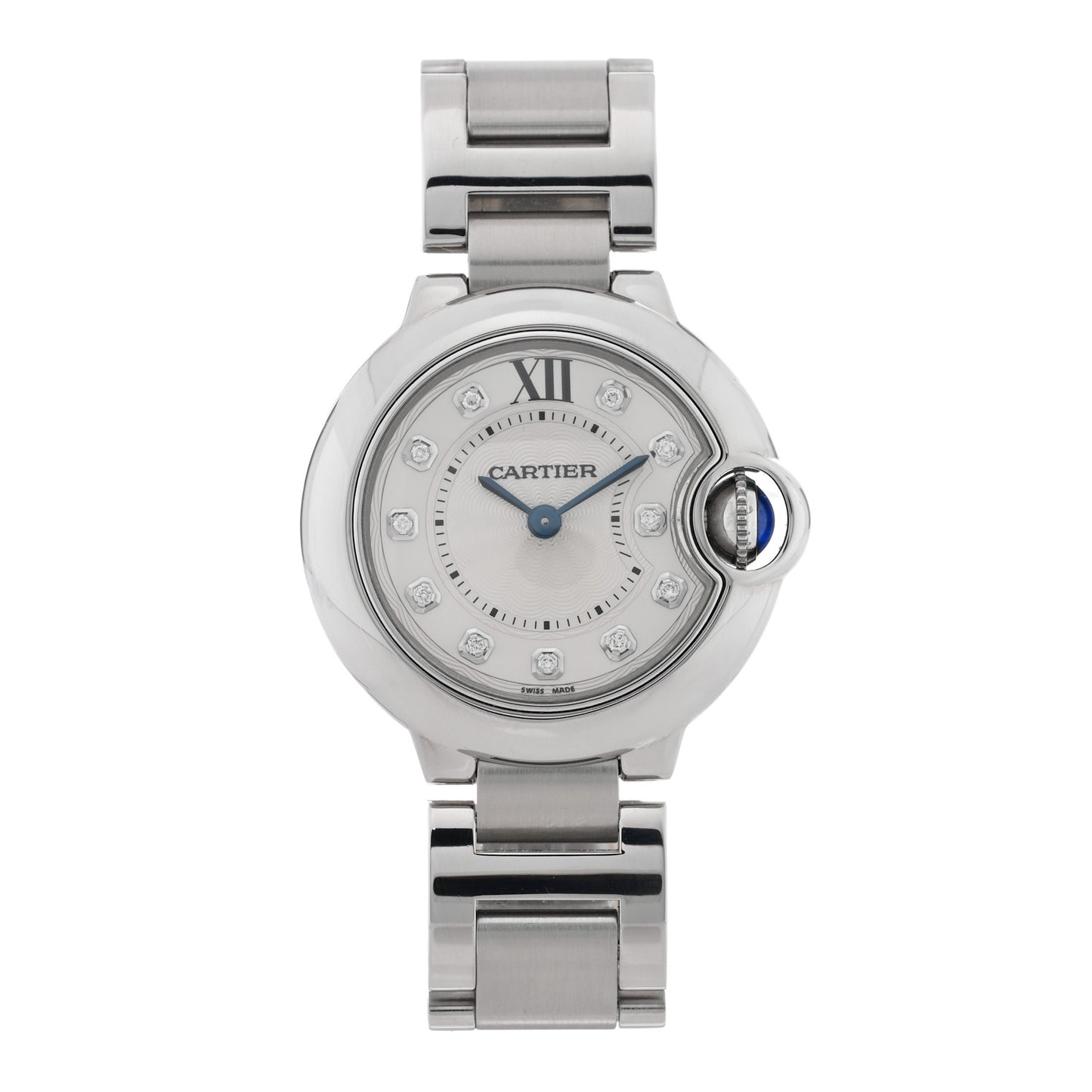 Stainless Steel Diamond 28mm Ballon Bleu De Cartier Quartz Watch