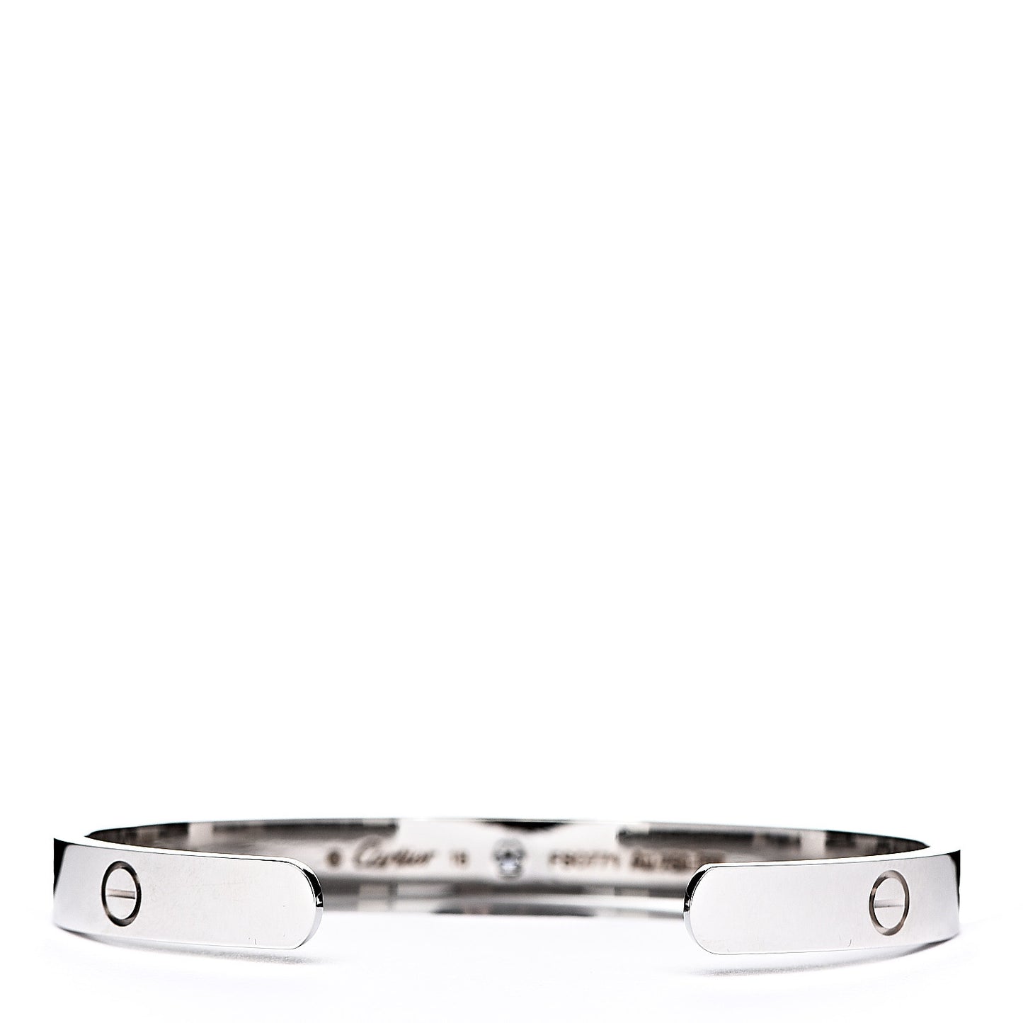 18K White Gold 1 Diamond LOVE Cuff Bracelet 18