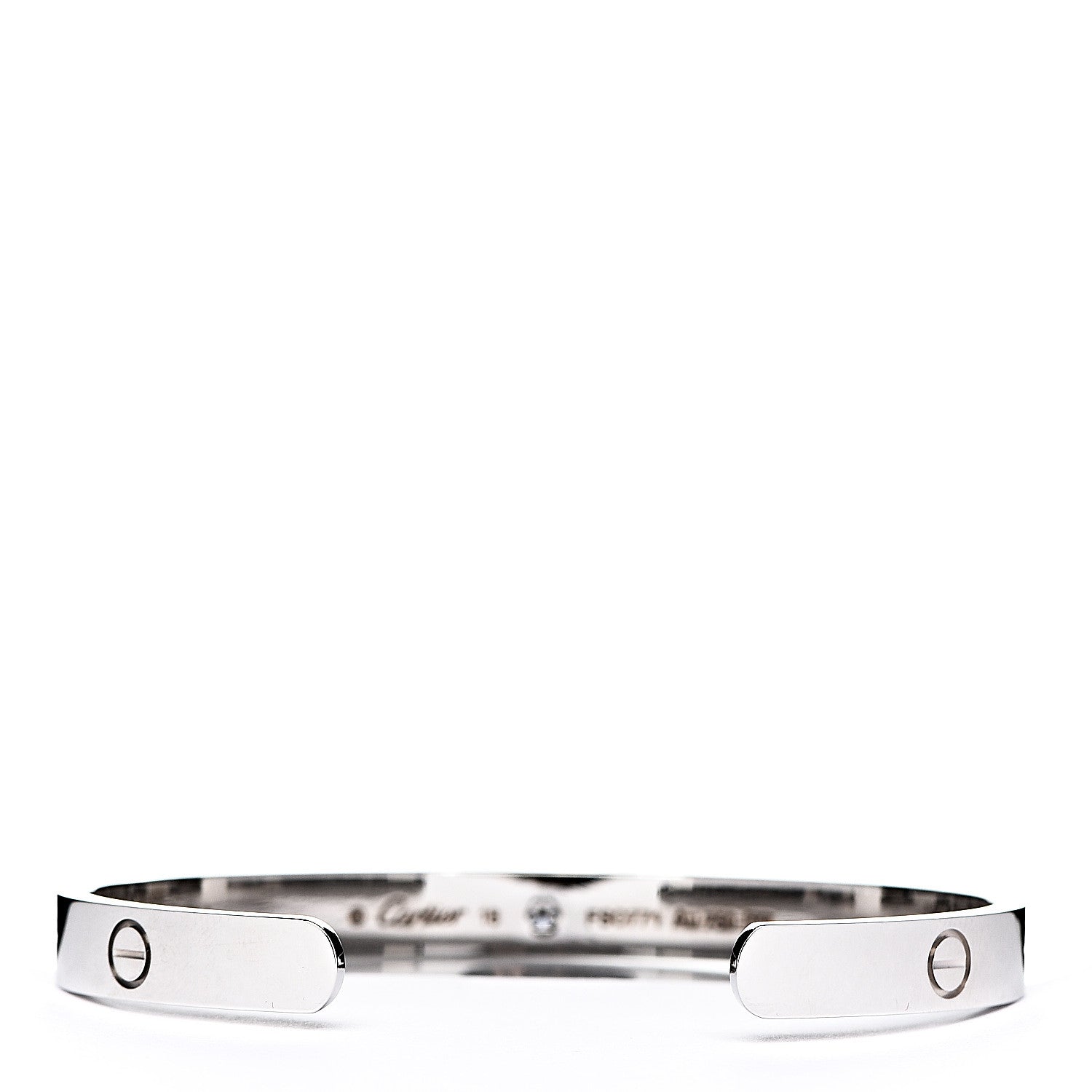 Cartier 18K White Gold 1 Diamond LOVE Cuff Bracelet 18 2 of 4