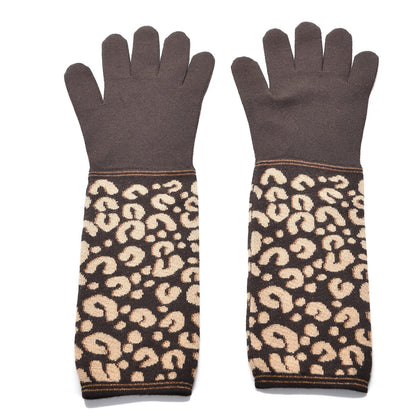Louis Vuitton Cashmere Silk Leopard Long Gloves Marron 1 of 5