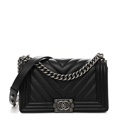 Chanel Lambskin Chevron Quilted Medium Boy Flap Black 1 of 13
