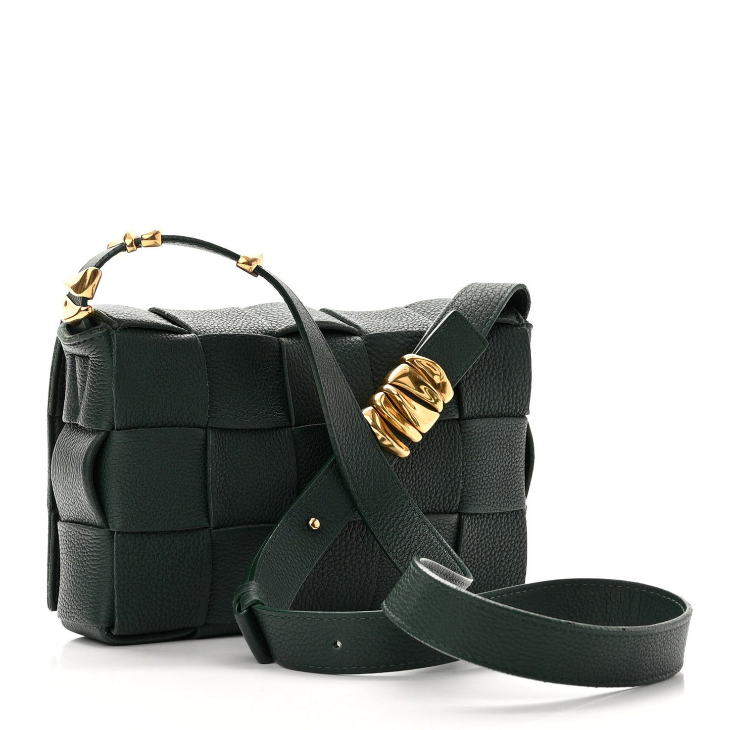 Grained Calfskin Maxi Intrecciato Cassette Crossbody Bag Raintree Green