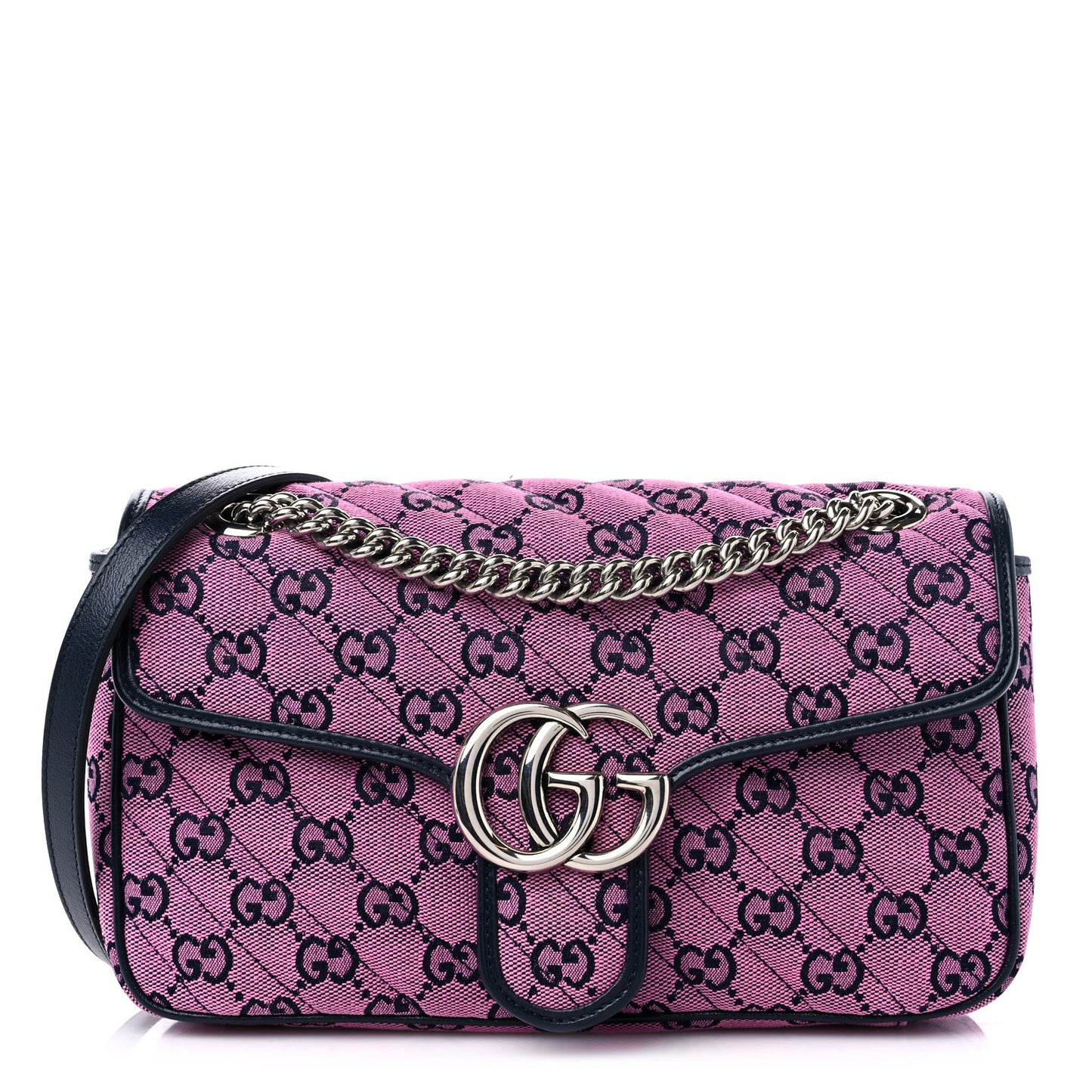 Monogram Multicolor Matelasse Diagonal Small GG Marmont Shoulder Bag Pink Blue
