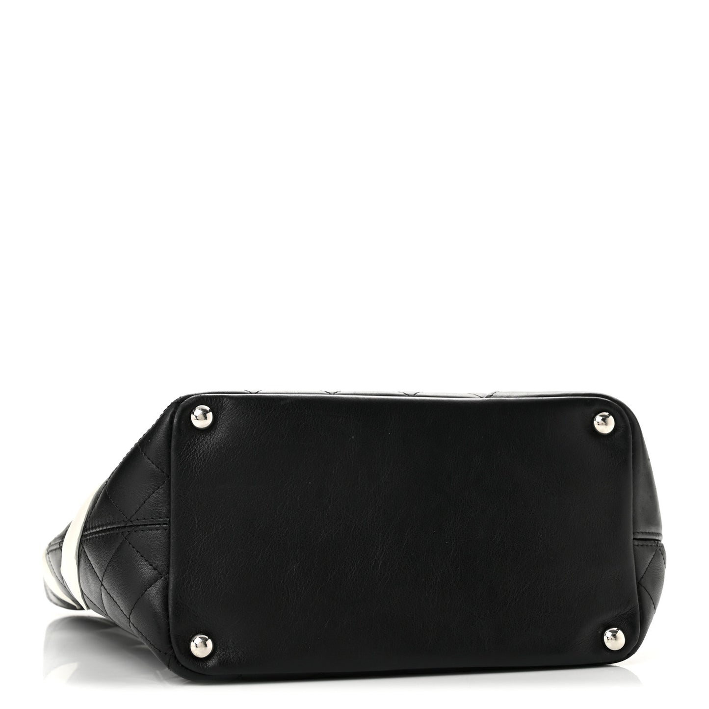 Calfskin Quilted Medium Cambon Tote Black White