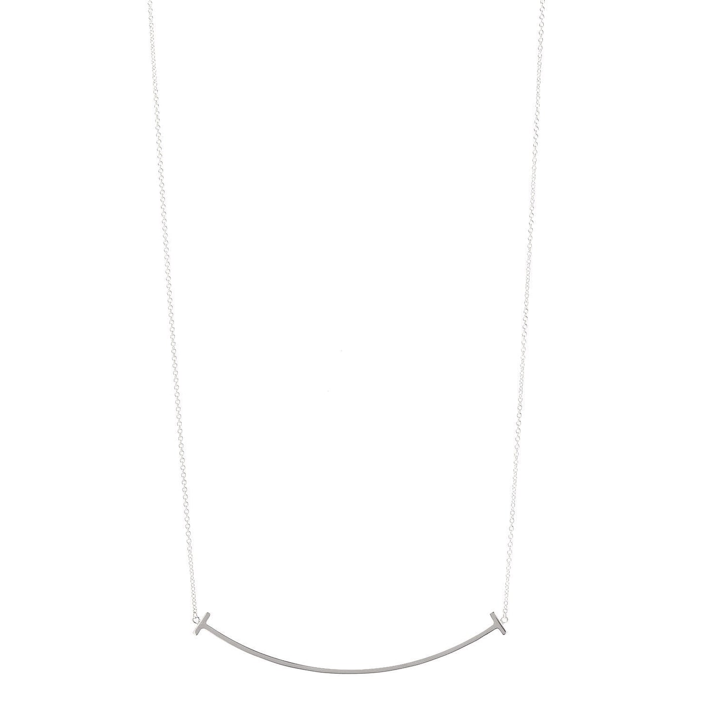 Sterling Silver Large T Smile Pendant Necklace