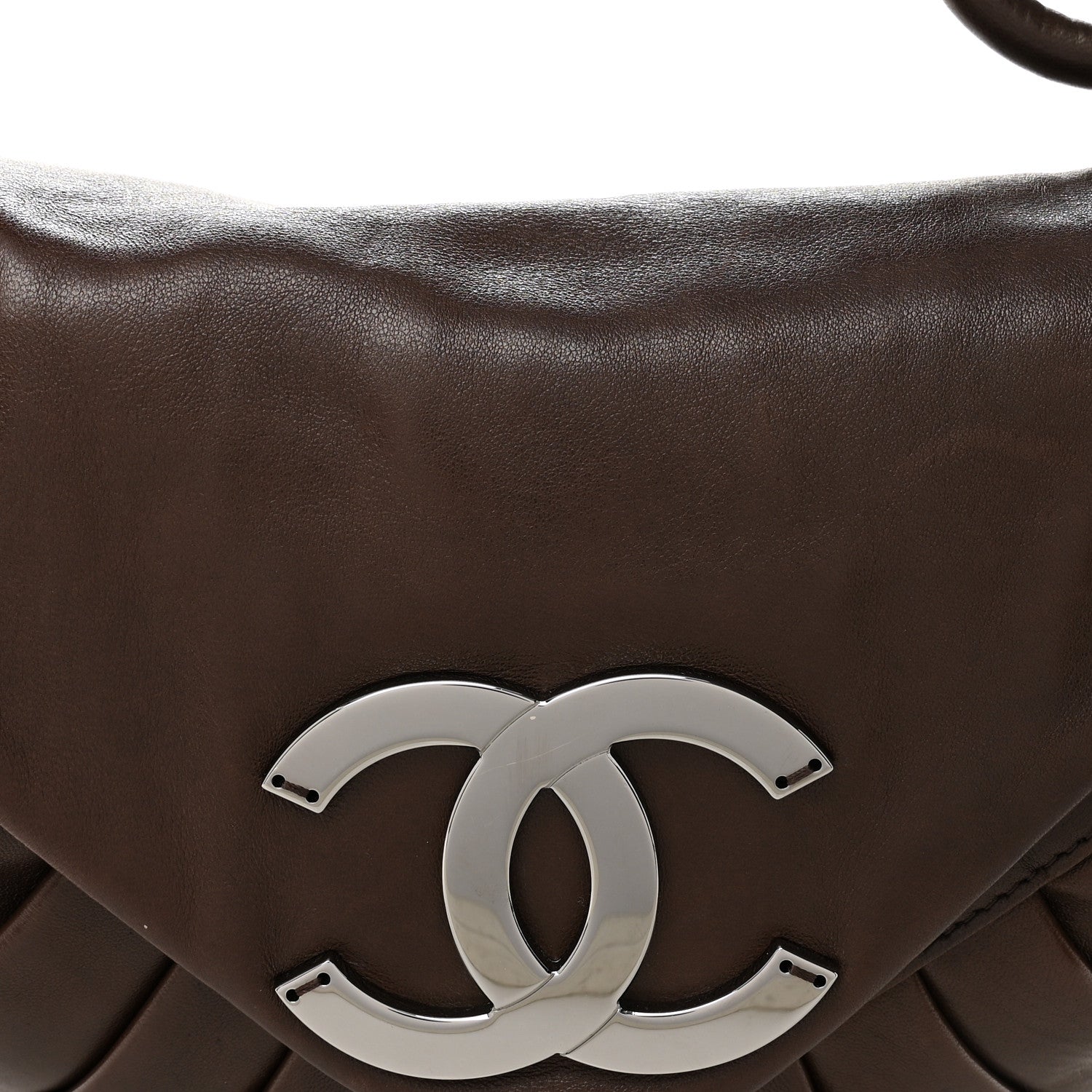 Chanel Lambskin Pleated CC Shoulder Bag Marron Fonce 8 of 10