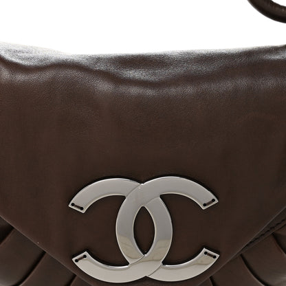 Chanel Lambskin Pleated CC Shoulder Bag Marron Fonce 8 of 10