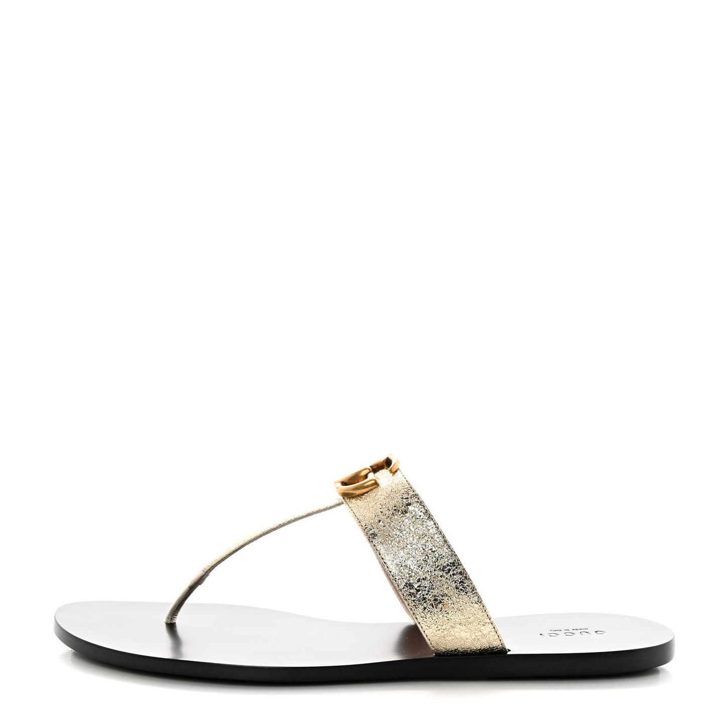 Nappa Silk Galassia GG Marmont Thong Flat Sandals 41.5 Platino