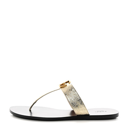 Gucci Nappa Silk Galassia GG Marmont Thong Flat Sandals 41.5 Platino 1 of 8