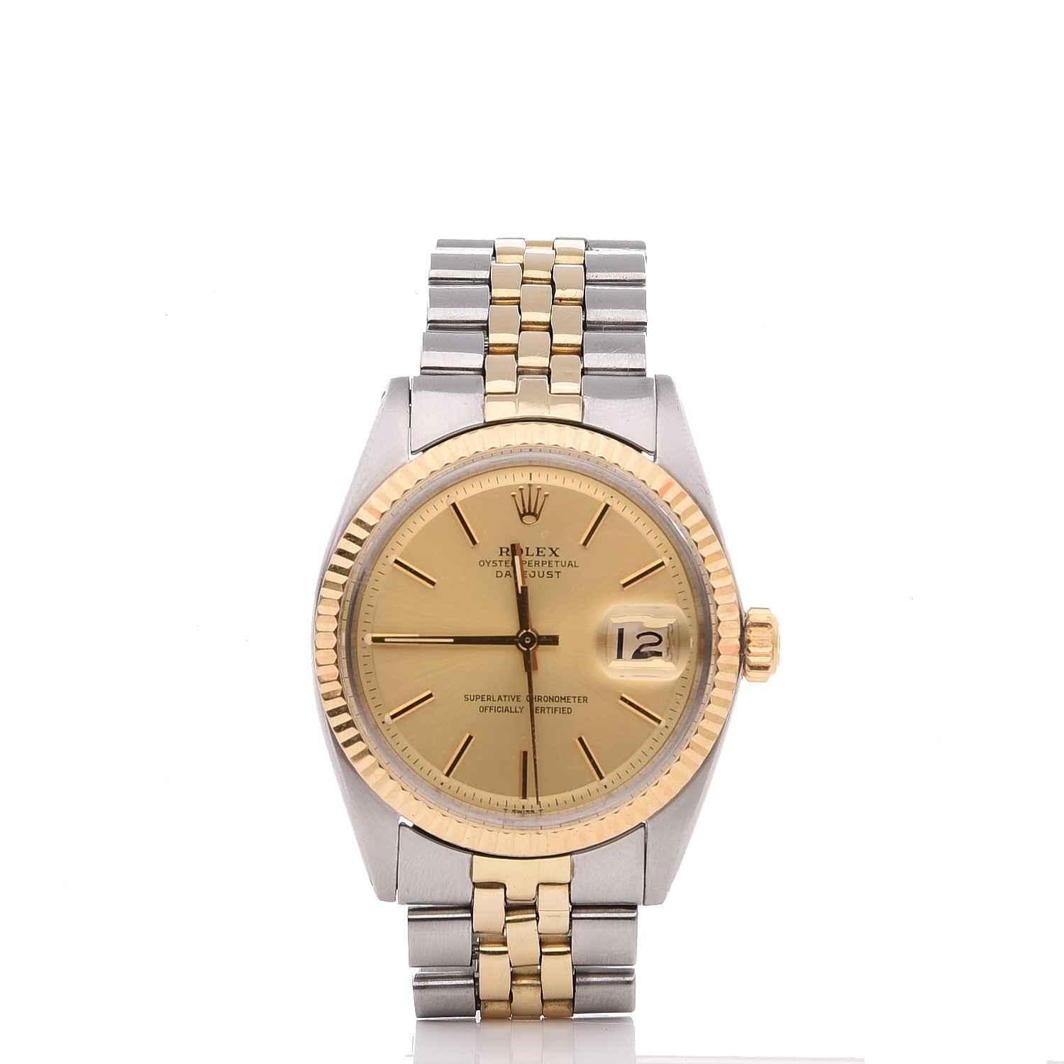 Rolex Stainless Steel 18K Yellow Gold 36mm Oyster Perpetual Datejust Watch Champagne 1601 1 of 5