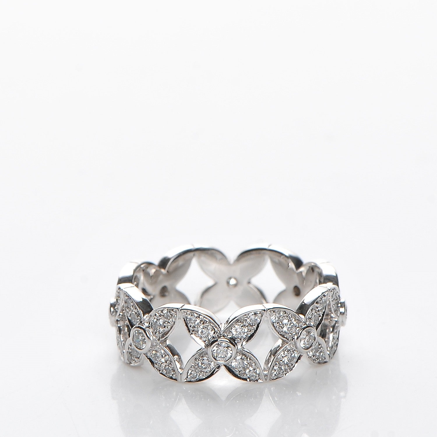 Louis Vuitton 18K White Gold Diamond Les Craquantes Band Ring in size 54 7 3 of 5