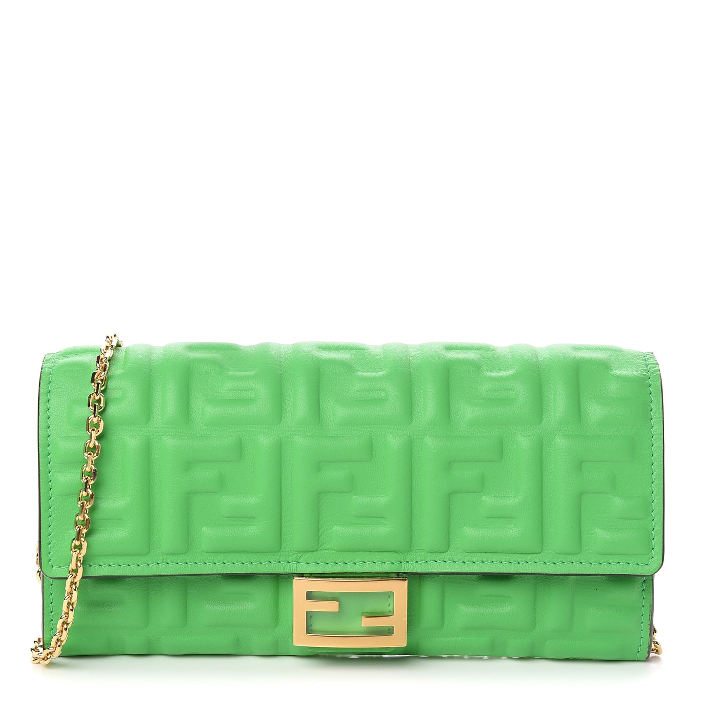 Nappa Matisse FF Embossed Continental Wallet On Chain Tomatillo