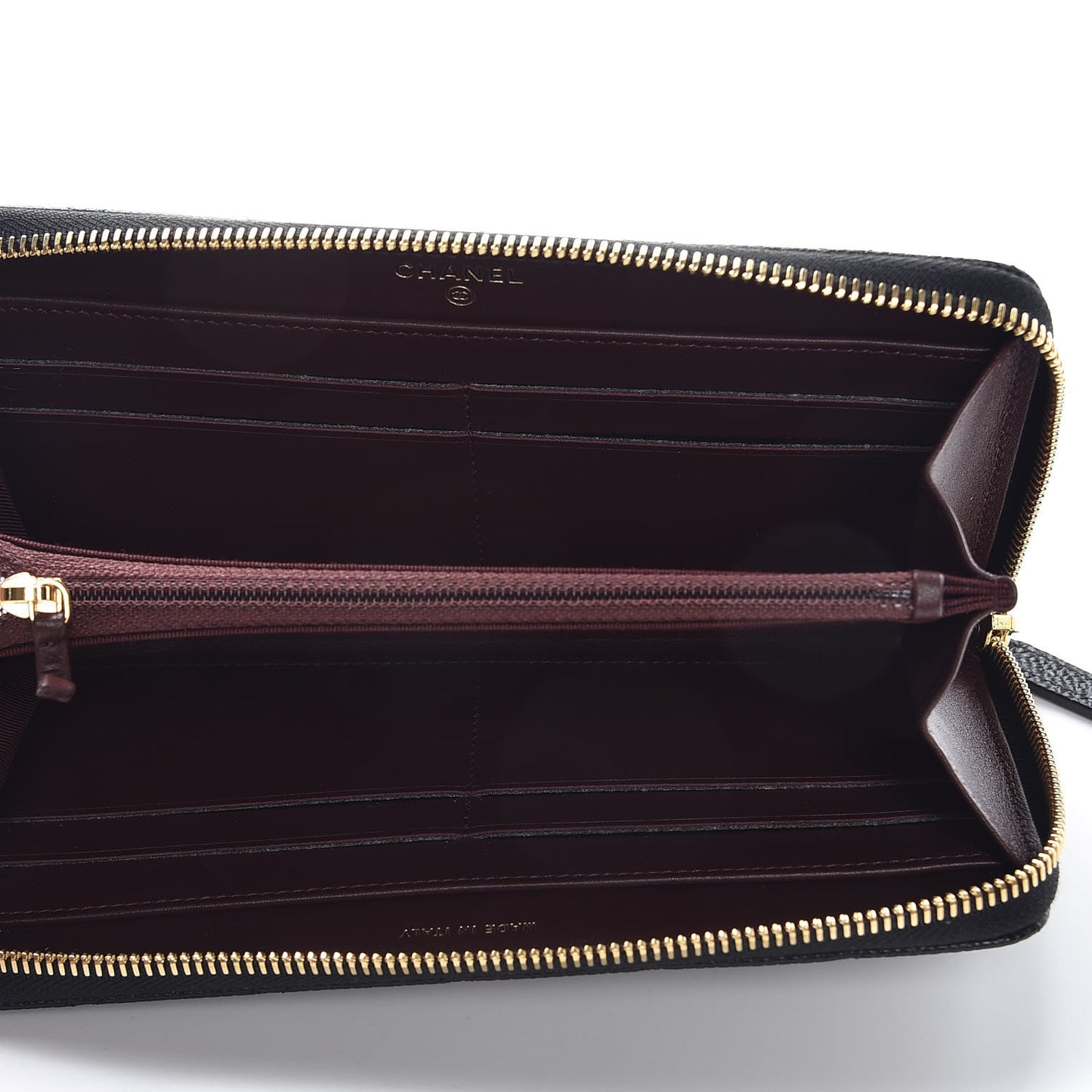 Caviar Quilted Large Gusset Zip Around Wallet Black