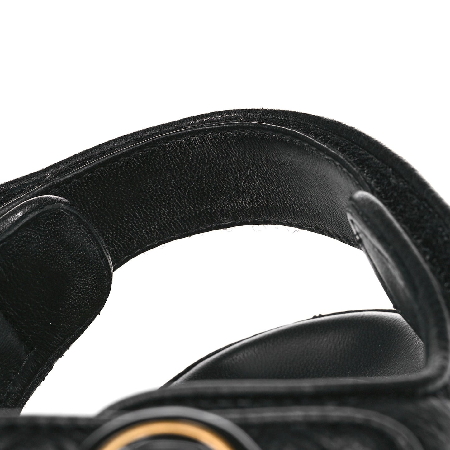 Grained Calfskin Velcro Dad Sandals 40 Black