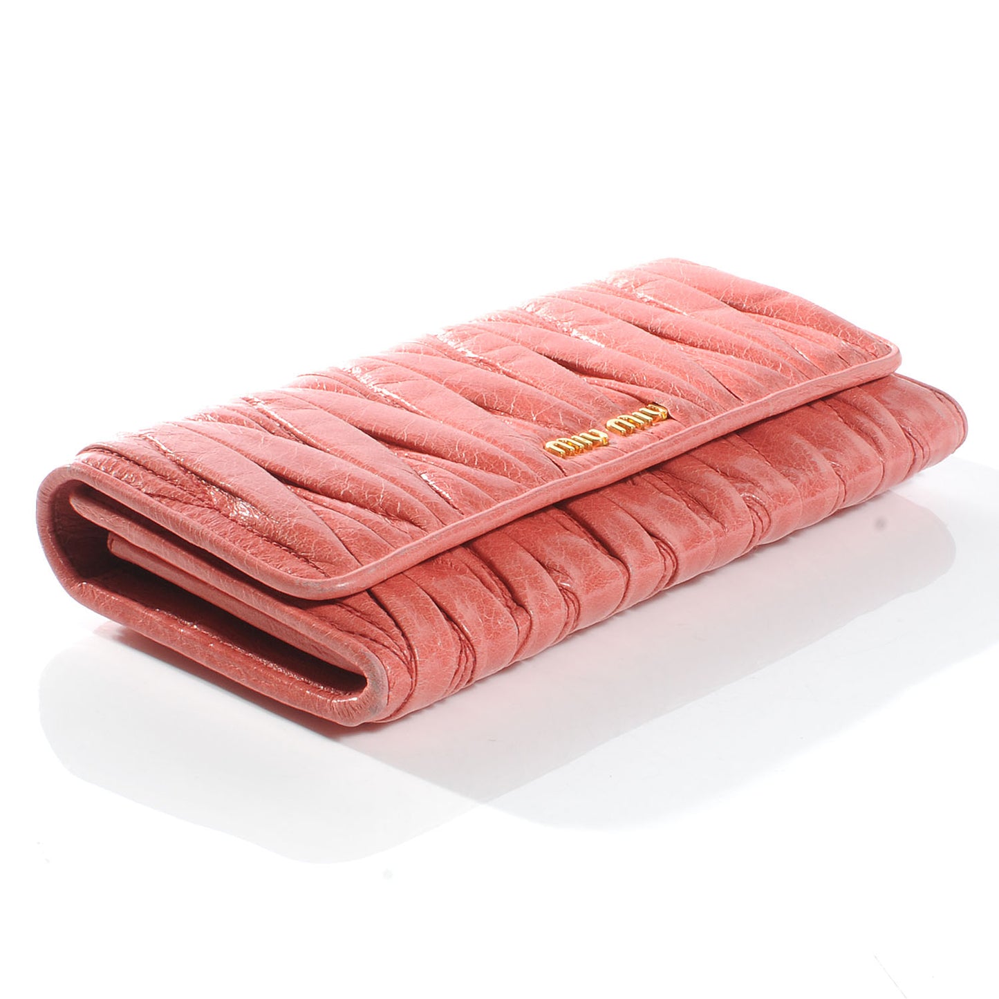Leather Matelasse Wallet Rose Pink