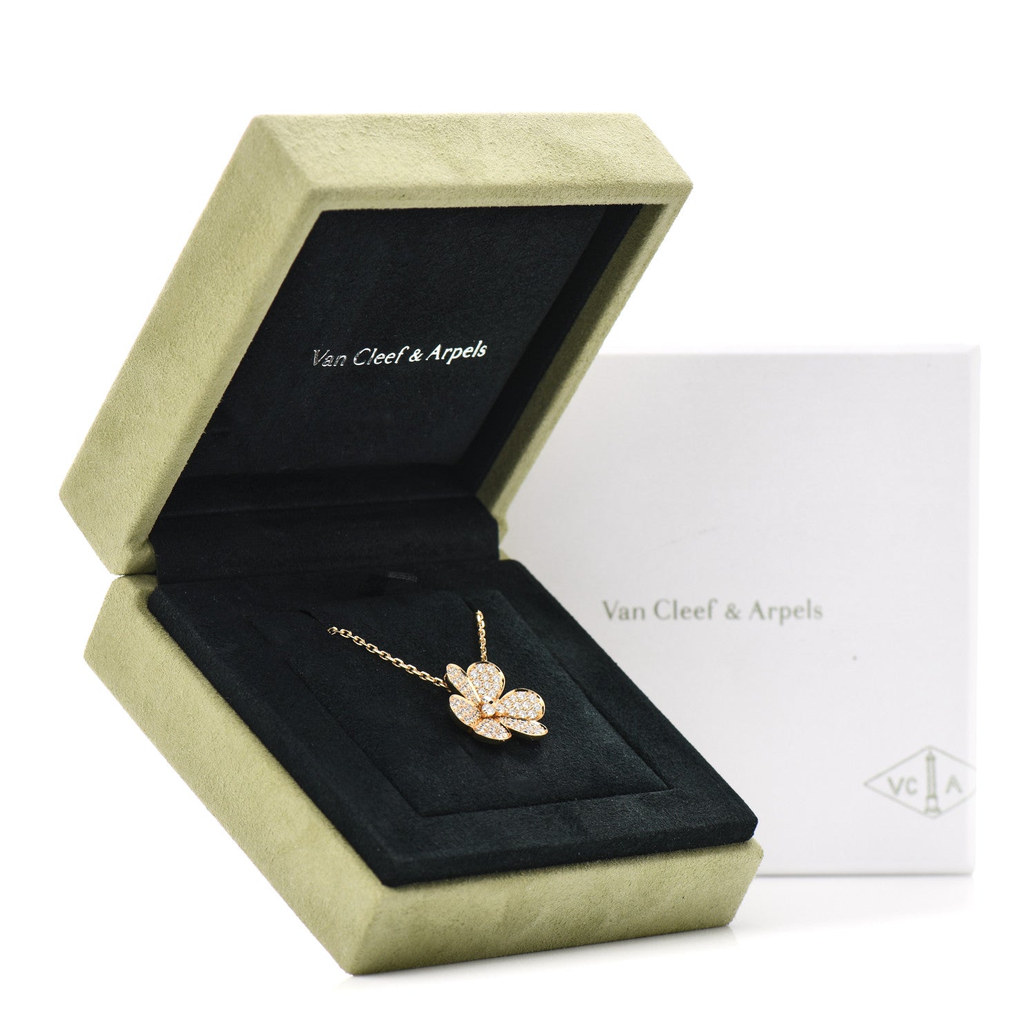 Van Cleef & Arpels 18K Yellow Gold Diamond Large Frivole Pendant Pave Necklace 6 of 6