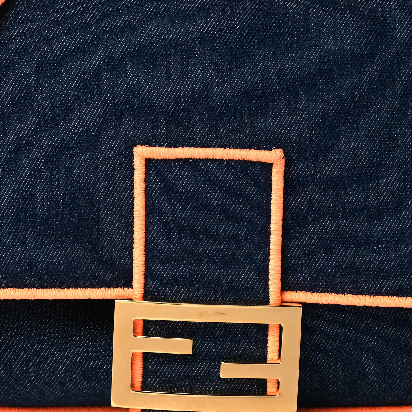 Denim Large Baguette Blue Arancio Fluo
