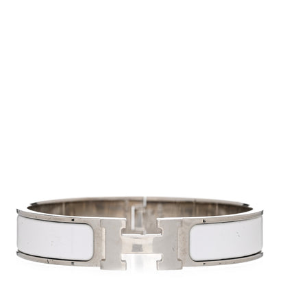 Hermes Enamel Narrow Clic Clac H Bracelet PM White 1 of 5