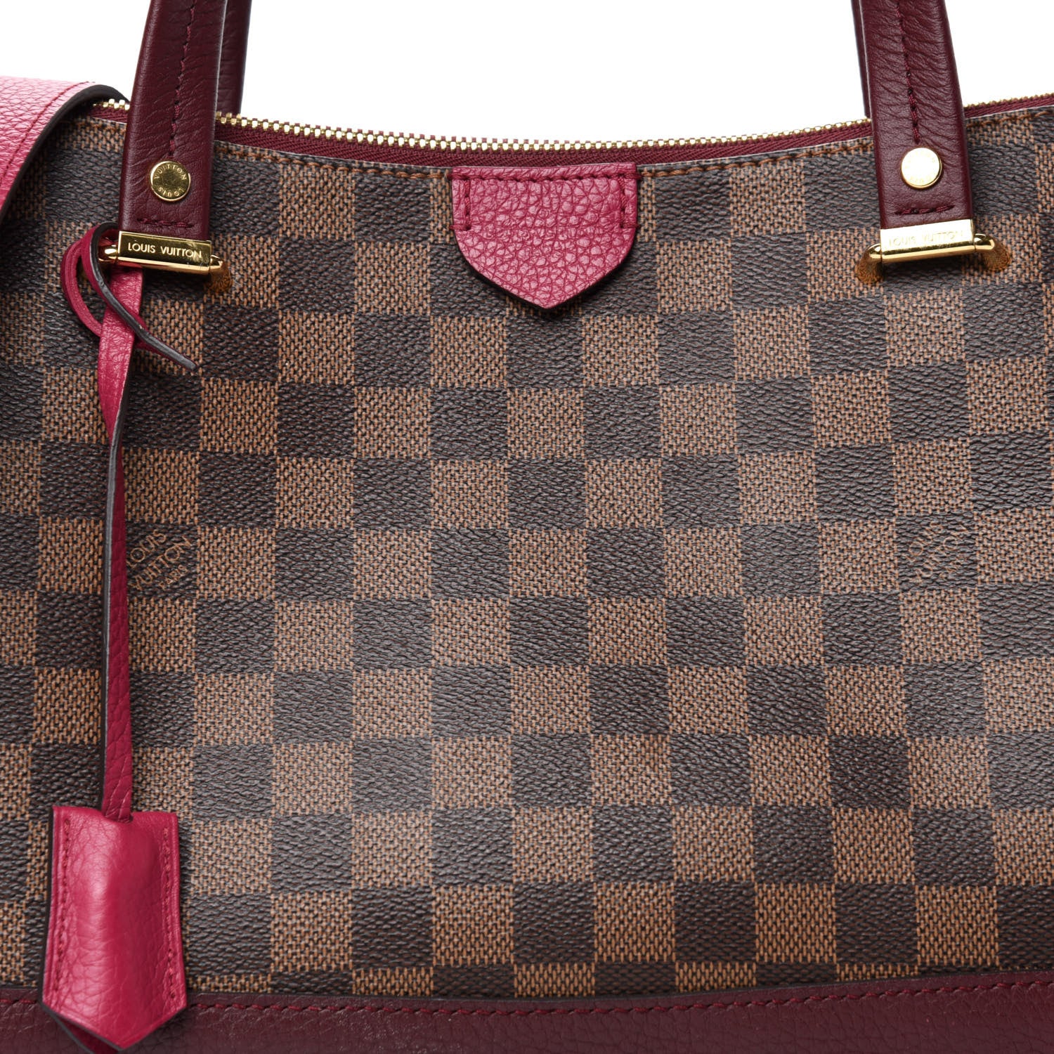 Louis Vuitton Damier Ebene Cuir Taurillon Hyde Park Fuchsia 11 of 11