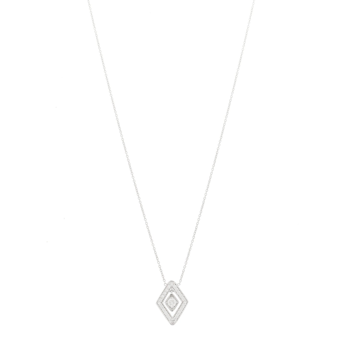 18K White Gold Diamond Diamante Necklace