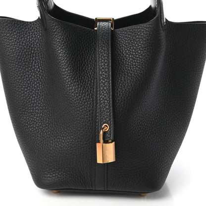 Hermes Taurillon Clemence Matte Alligator Picotin Lock Touch 18 PM Black 10 of 11
