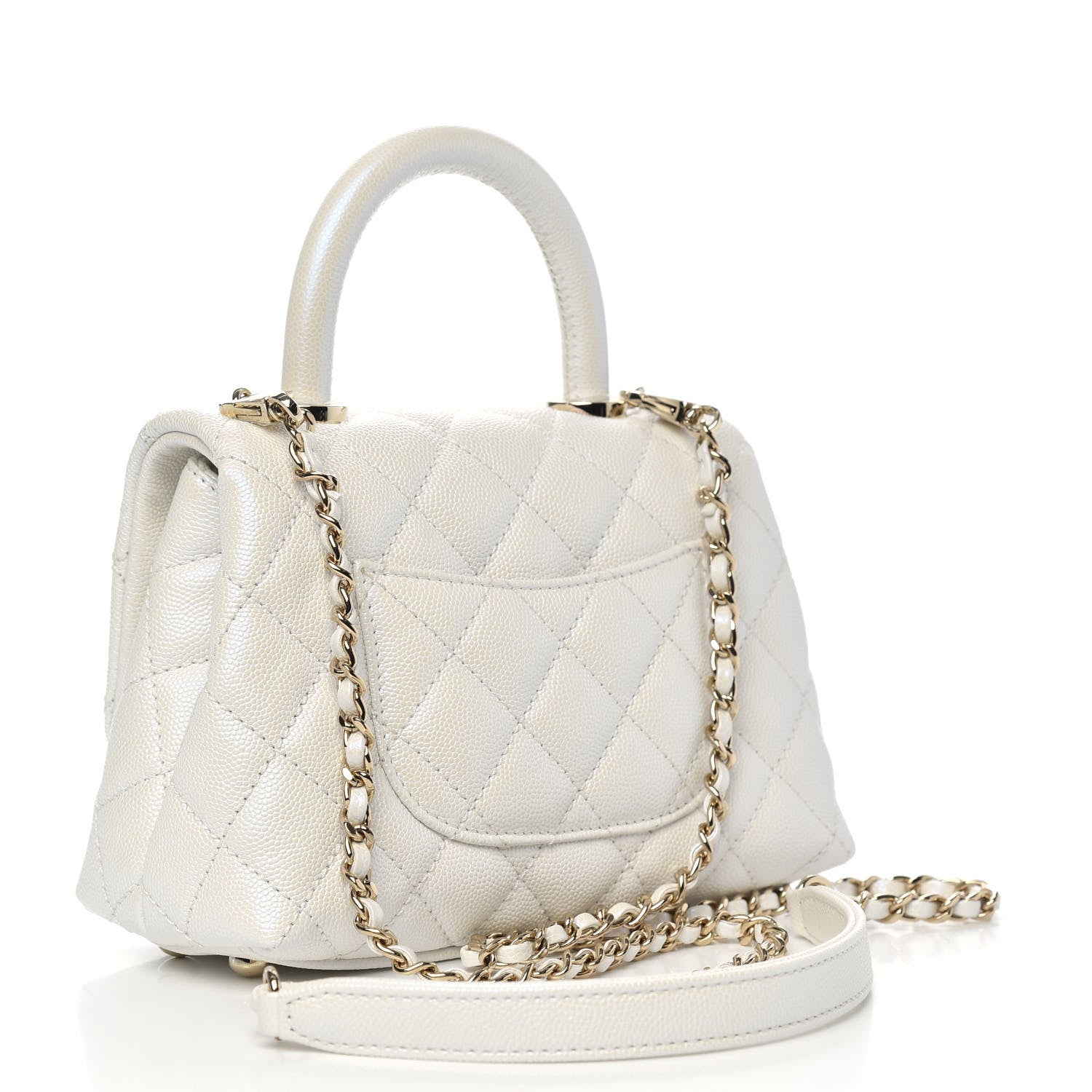 Chanel Iridescent Caviar Quilted Extra Mini Coco Handle Flap White 3 of 10