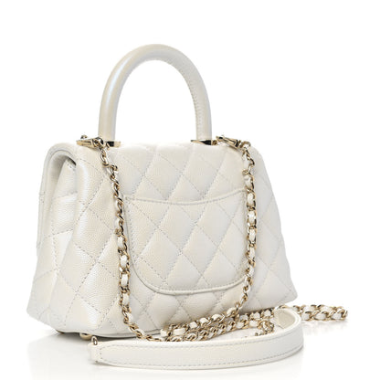 Chanel Iridescent Caviar Quilted Extra Mini Coco Handle Flap White 3 of 10