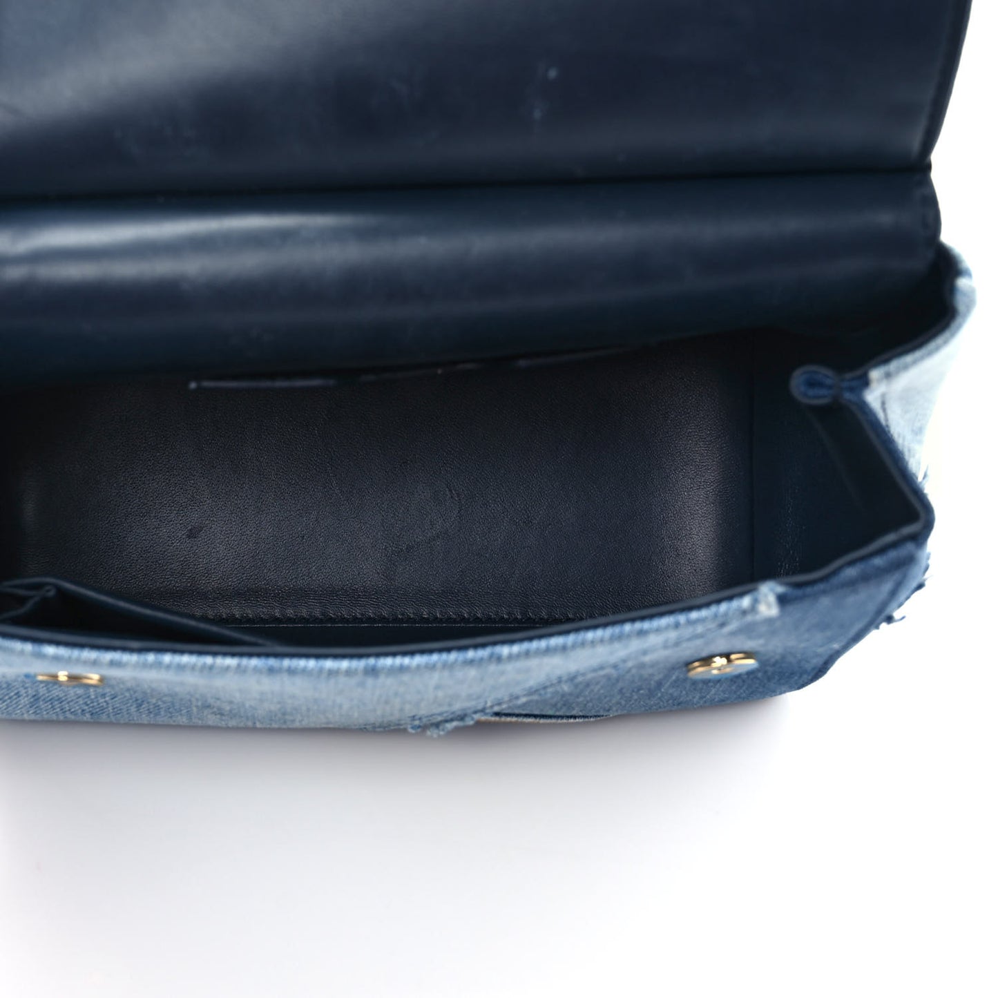 Calfskin Denim Patchwork Medium Miss Sicily Satchel Blue