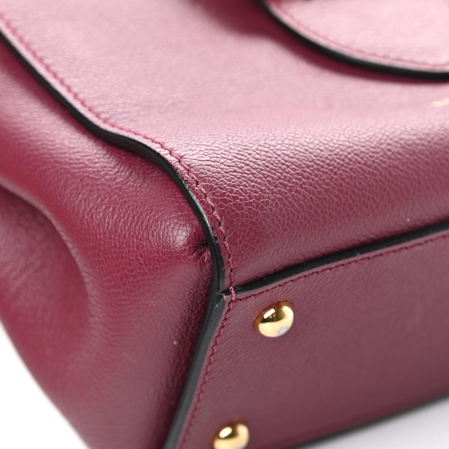 Soft Grain Calfskin Small Buckle Tote Dark Plum