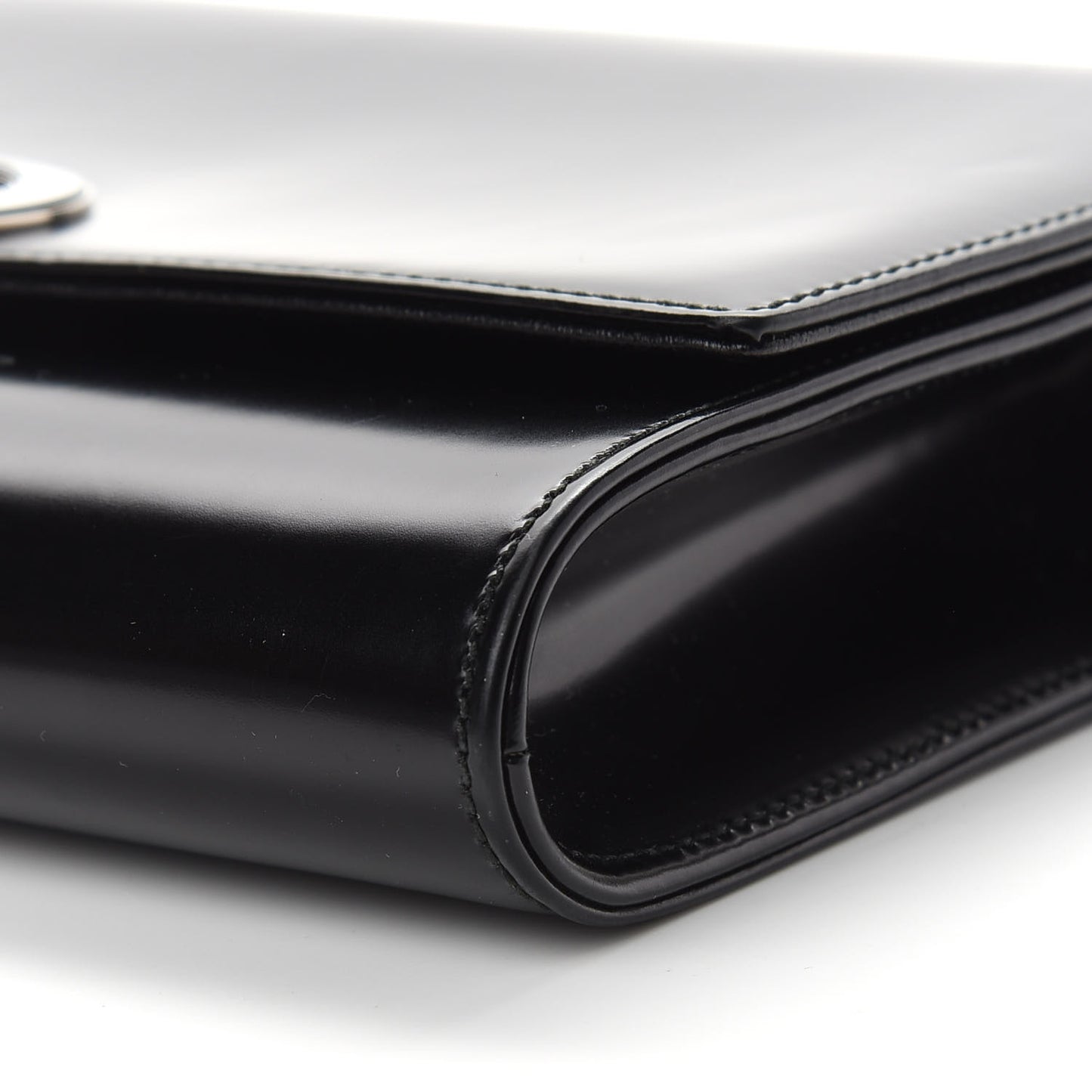 Smooth Calfskin Chain Clutch Black