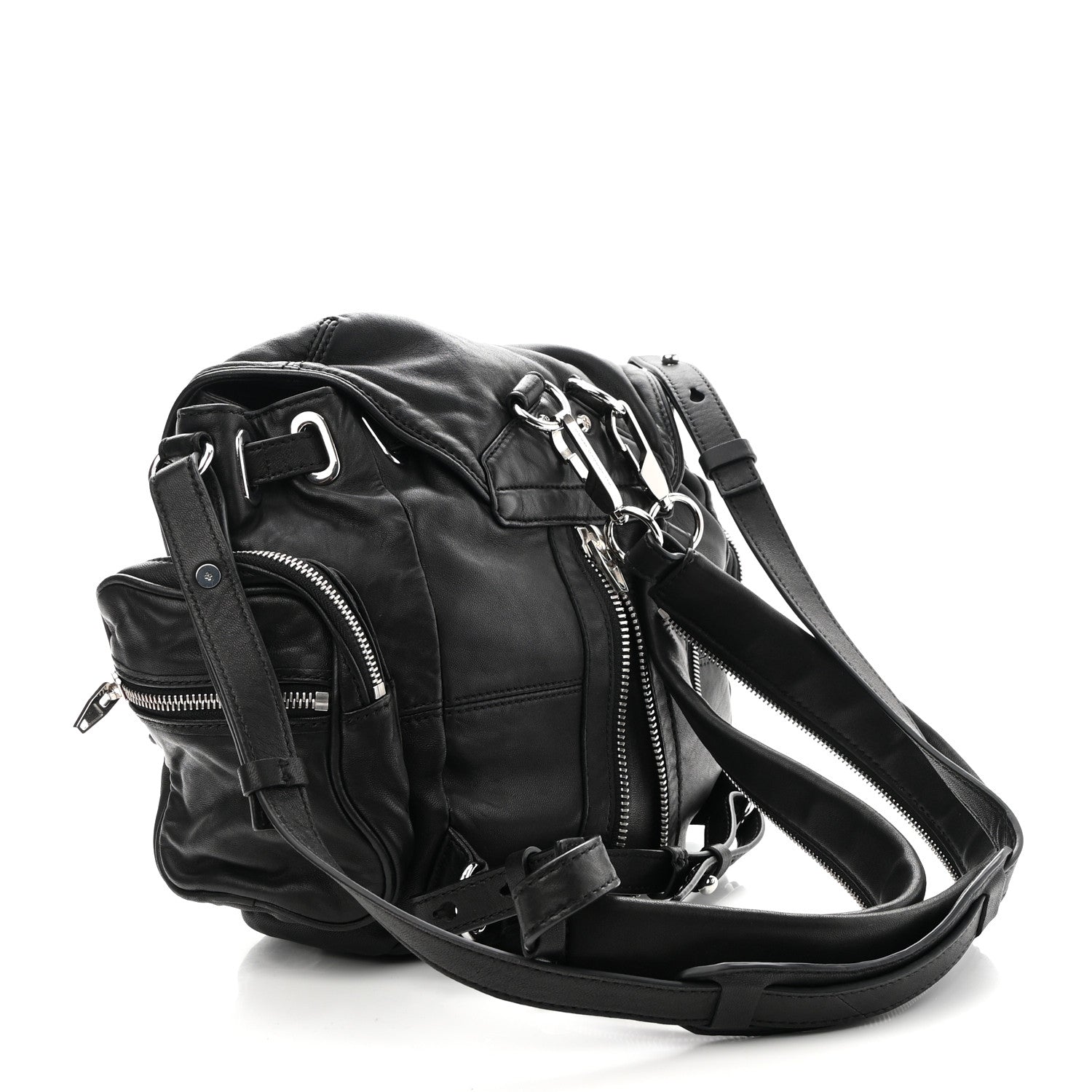 Alexander Wang Lambskin Marti Backpack Bag Washed Black Rhodium Hardware 3 of 9