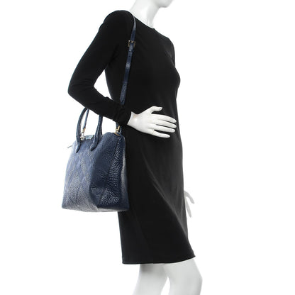 Burberry Heritage Grain Check Embossed Medium Dewsbury Tote Blue Carbon 2 of 10