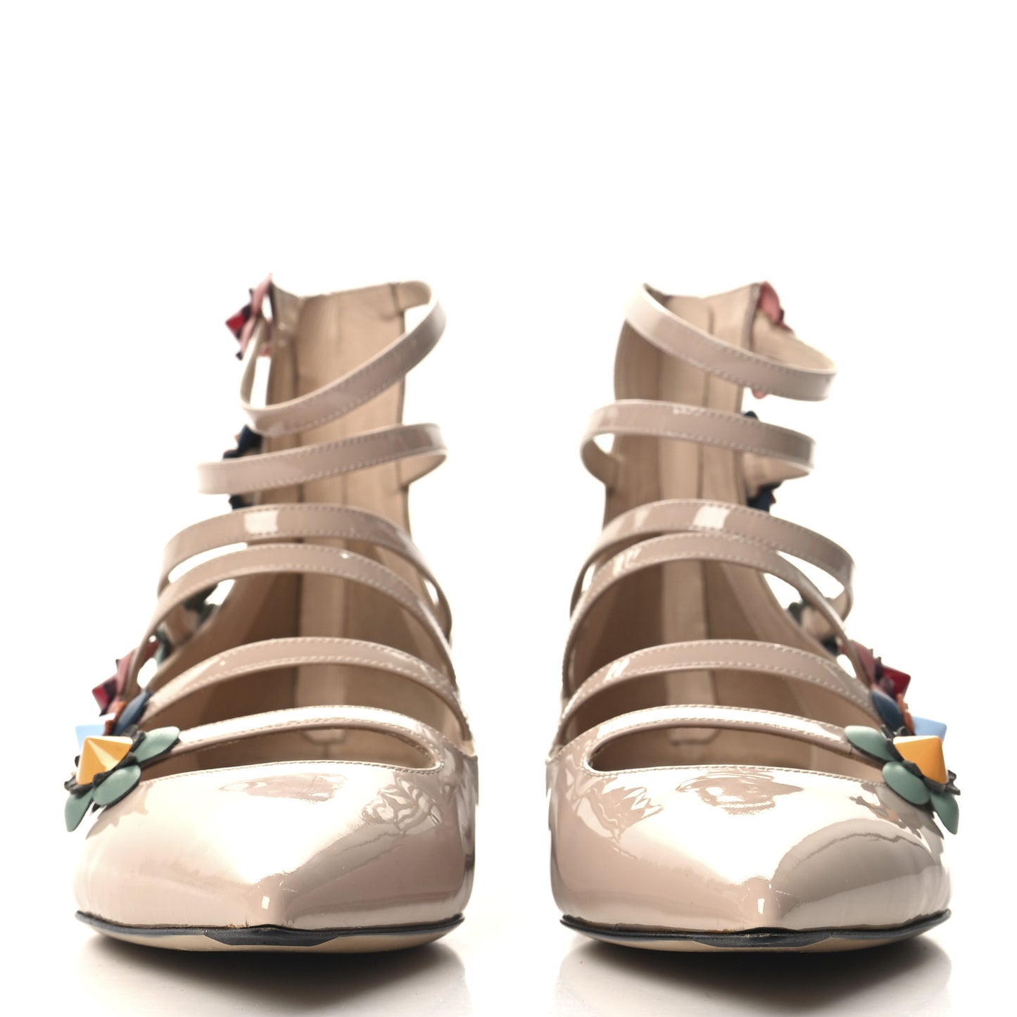 Patent Flowerland Strappy Flats 39 Nude