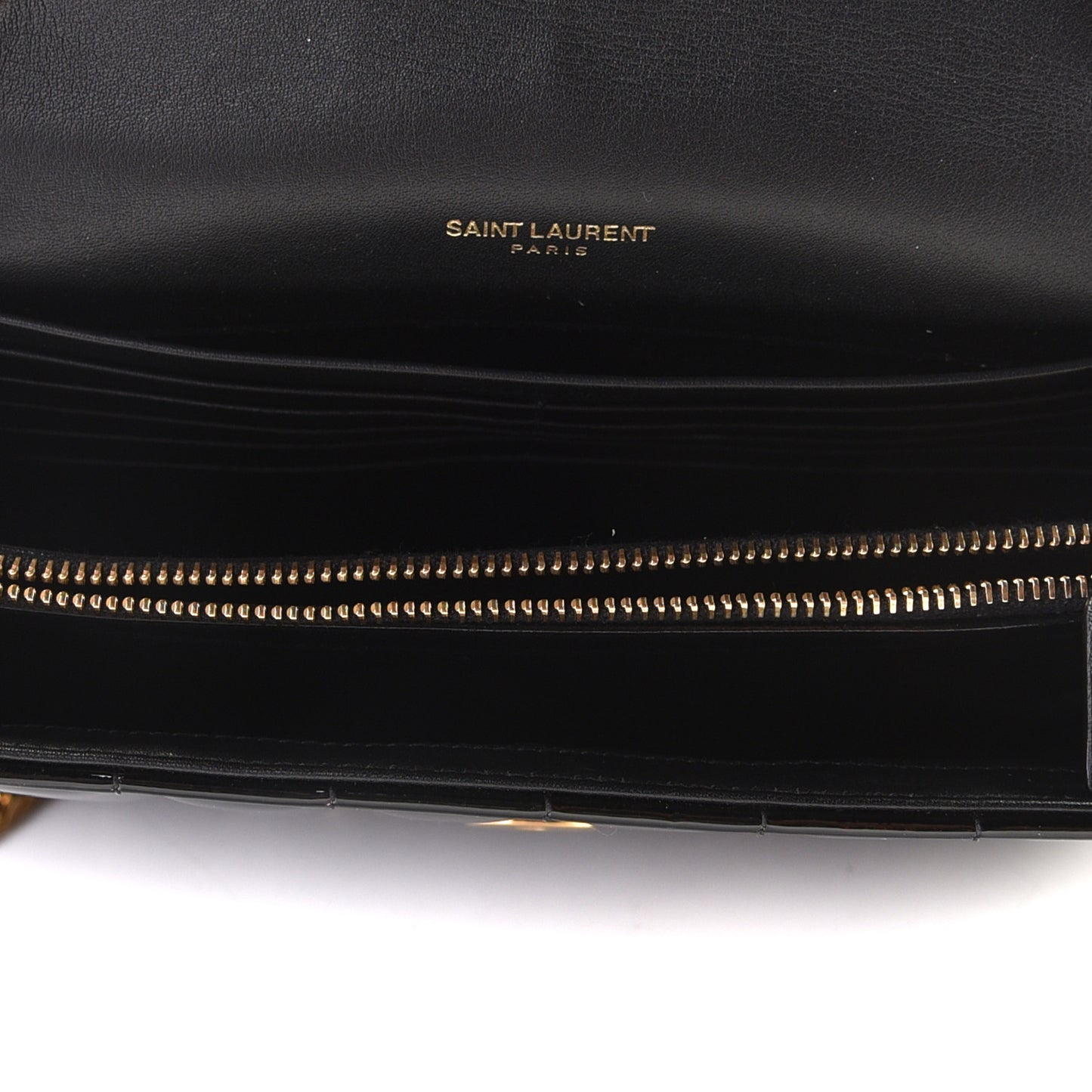 Patent Calfskin Matelasse Monogram Vicky Chain Bag Black