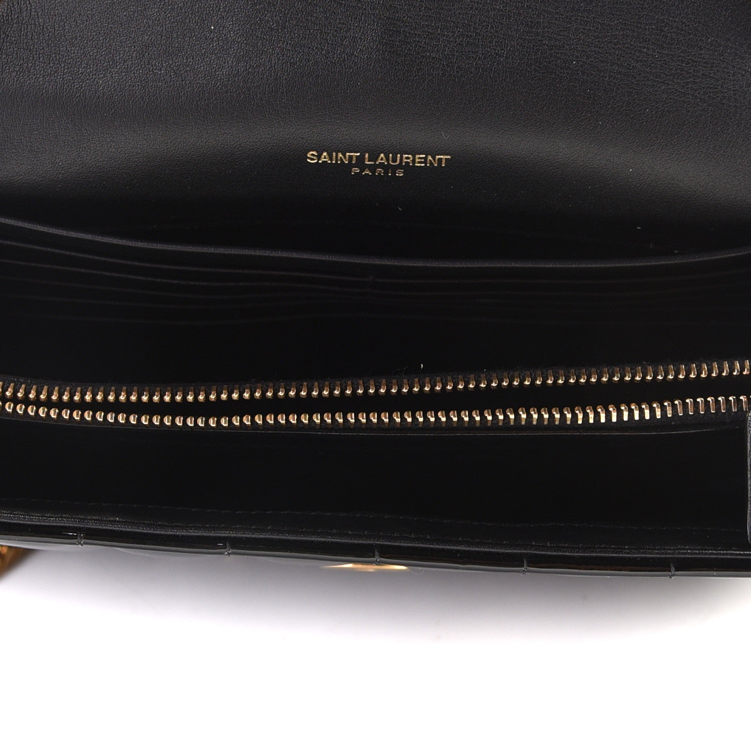 Saint Laurent Patent Calfskin Matelasse Monogram Vicky Chain Bag Black 6 of 7