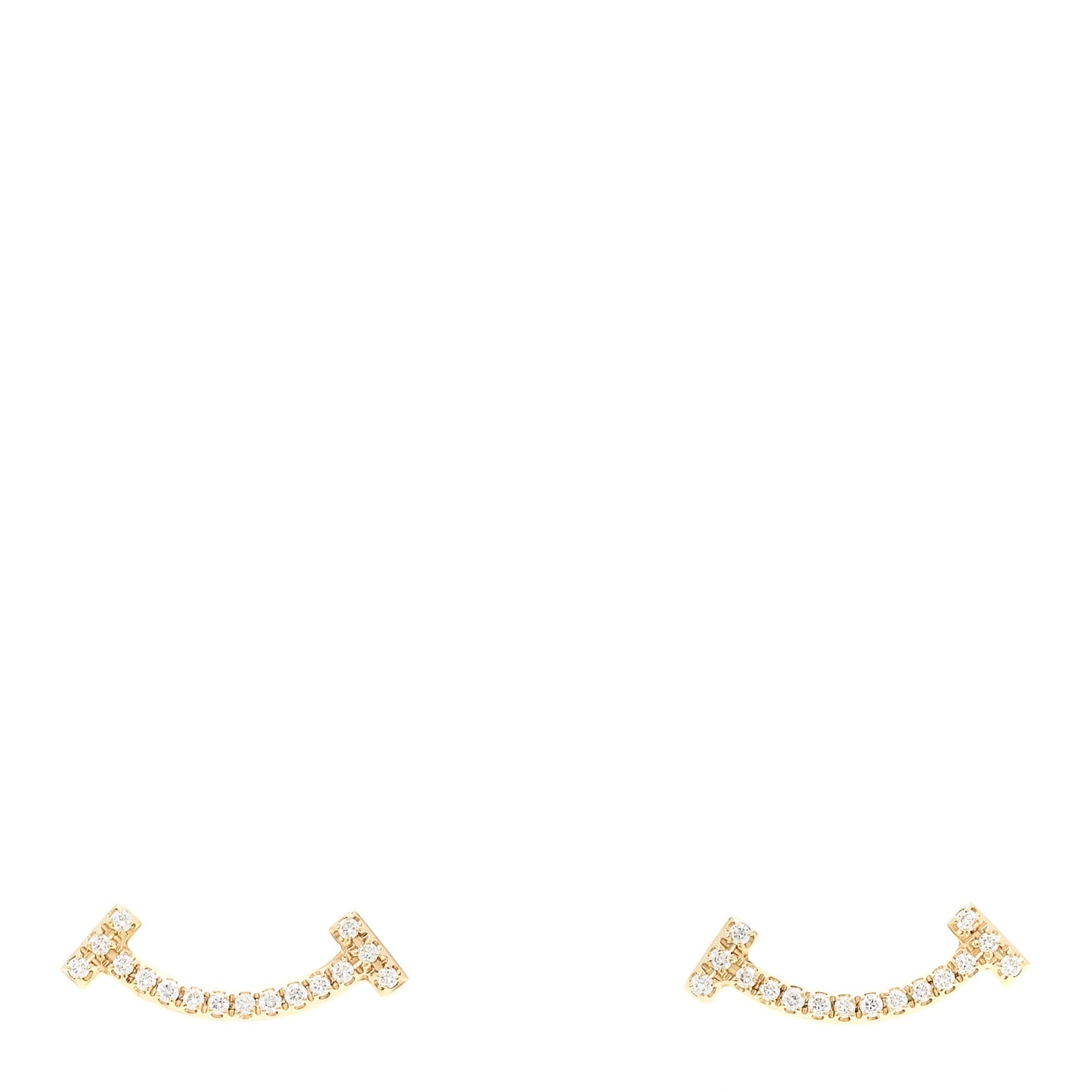 18K Yellow Gold Diamond T Smile Earrings