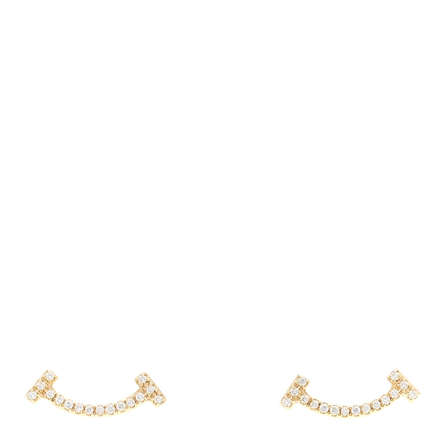 Tiffany 18K Yellow Gold Diamond T Smile Earrings 1 of 5