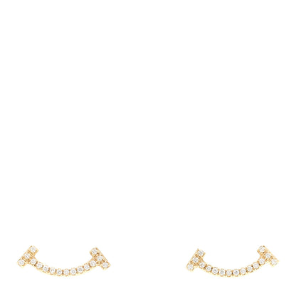 Tiffany 18K Yellow Gold Diamond T Smile Earrings 1 of 5