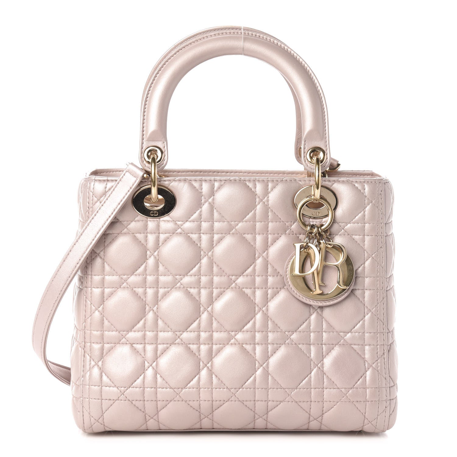 Christian Dior Pearly Lambskin Cannage Medium Lady Dior Lotus 1 of 11