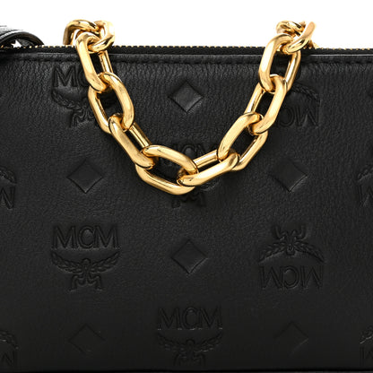 MCM Calfskin Monogram Mini Aren Pouch Black 7 of 9