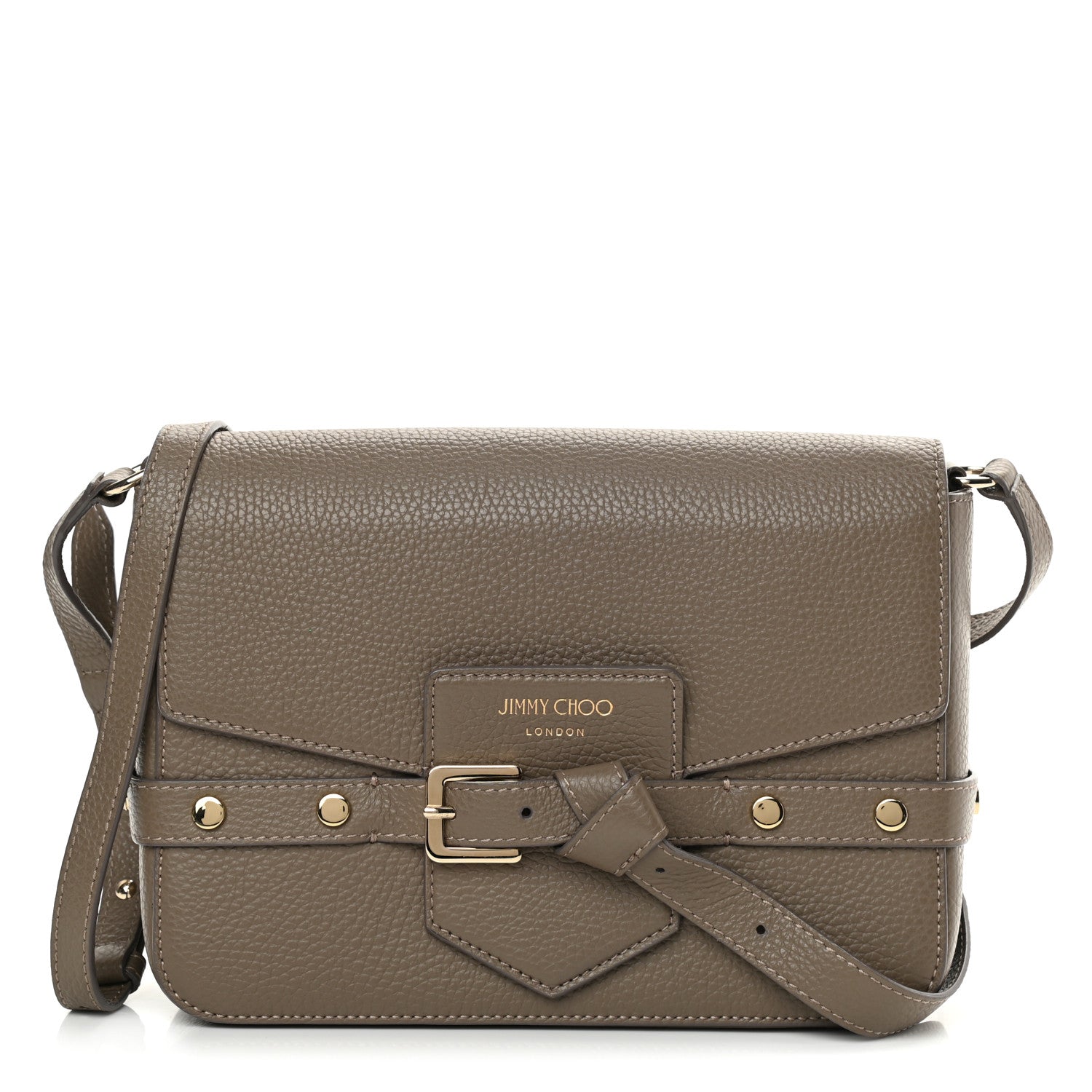 Jimmy Choo Pebbled Calfskin Studded Shoulder Bag Grey 1 of 13