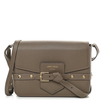 Jimmy Choo Pebbled Calfskin Studded Shoulder Bag Grey 1 of 13
