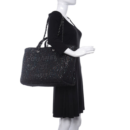 Chanel Calfskin Sequin Medium Deauville Tote Black 2 of 10