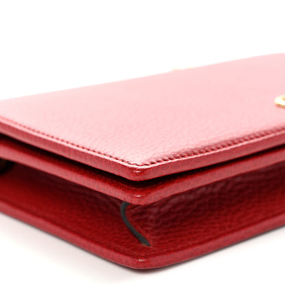 Gucci Dollar Calfskin Mini GG Marmont Chain Wallet Hibiscus Red 8 of 9
