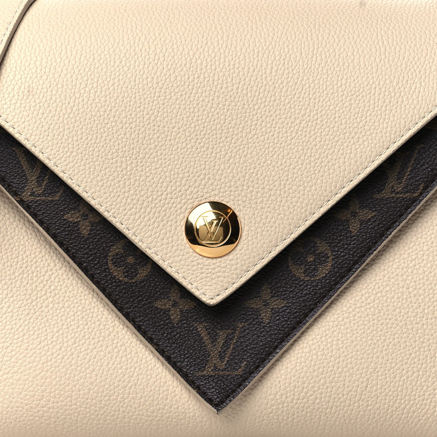 Grained Calfskin Monogram Double V Creme